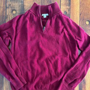 Crewcuts Maroon Cotton-Cashmere Half-zip Sweater Size XL 12-14